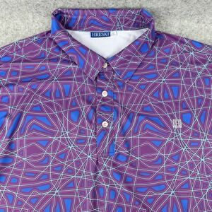 Hreski Mens 2XL Golf Polo Shirt Abstract Psychedelic Swirl Art Retro Purple
